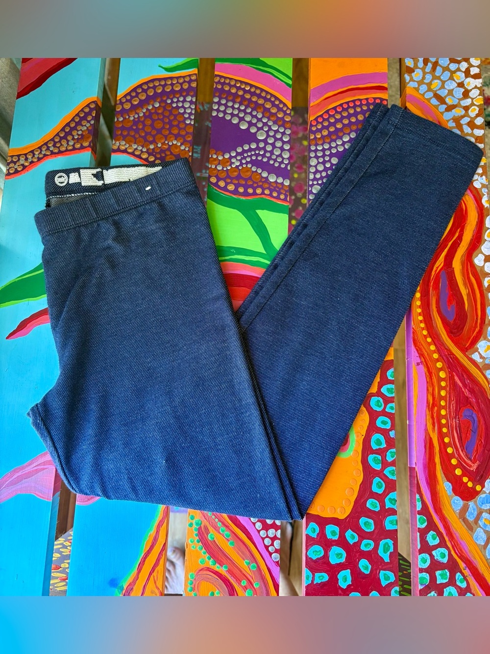Wonder Nation Blue Denim Girls Stretch Leggings Size M (7/8)